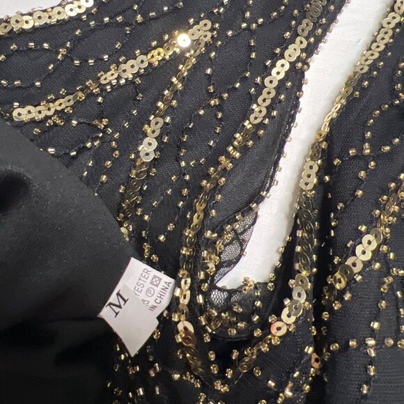 Flapper Costume Set Size Medium Gold and Black Sequins Costume Set Size Medium - Picture 10 of 10